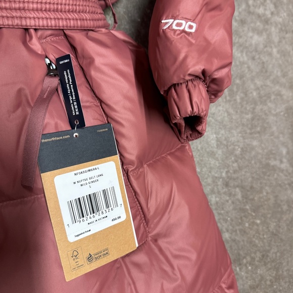 The North Face Women’s Nuptse Belted Long Parka Wild Ginger NF0A5GIM6R4 - Picture 8 of 8